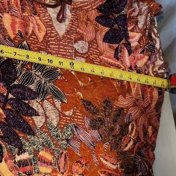 Democracy Orange and Pink Graphic Tie Front Blouse - Picture 5 of 7